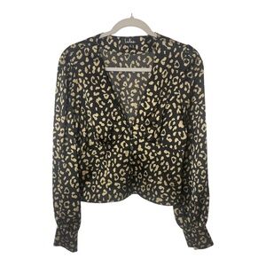 Lulus‎ Cambera Black Leopard Print Button-Up Blouse